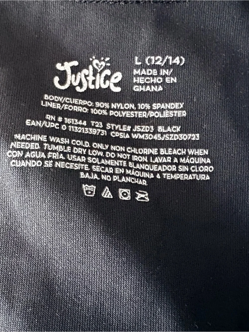 Two Justice Black Girls' leotard size, sleeveless with cross back detail, medium